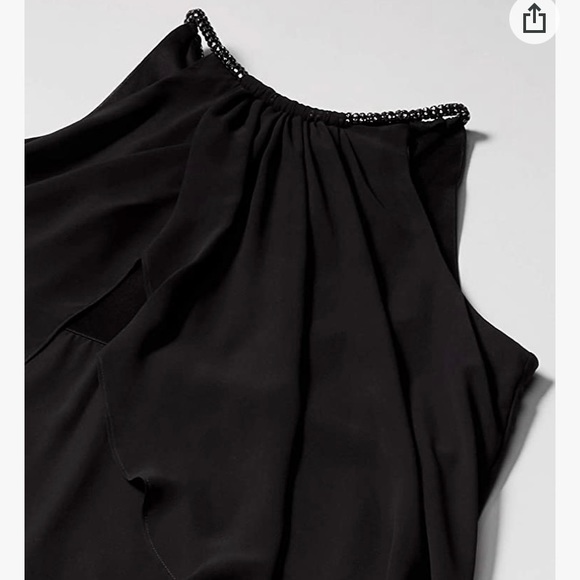 Embellished Neck Chiffon Ruffle Dress - Picture 3 of 12